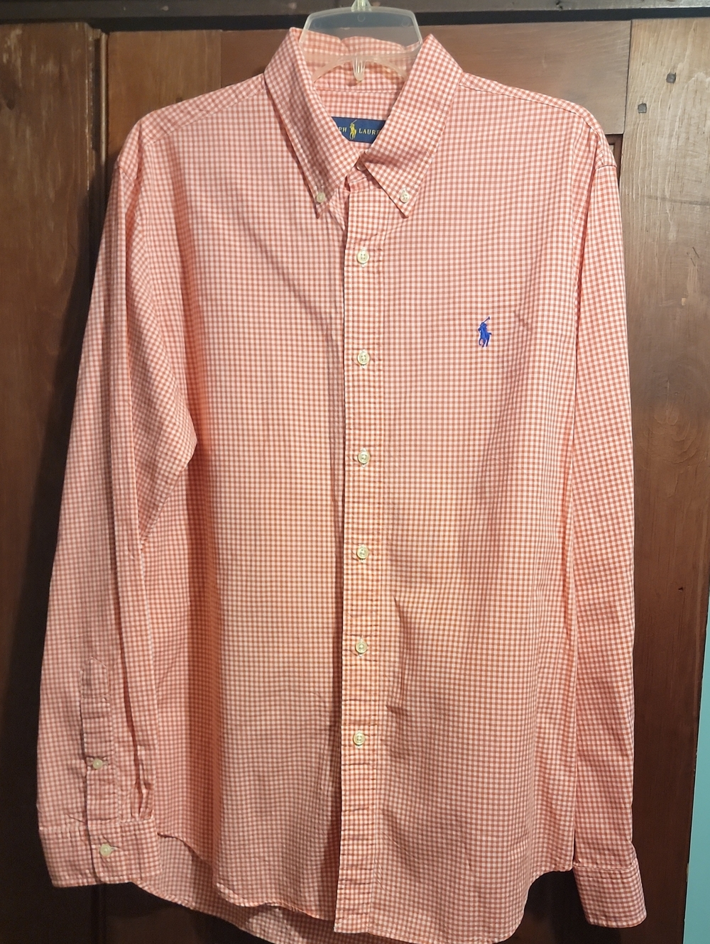 Ralph Lauren Orange Gingham Button-Down Shirt
